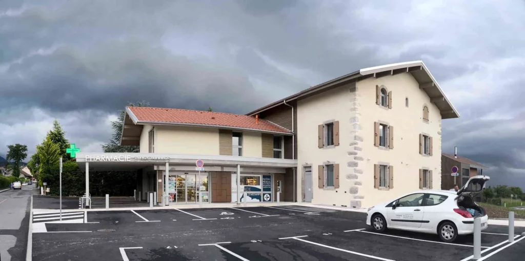 KGA ARCHITECTURE tranformation extension collectif pharmacie logements